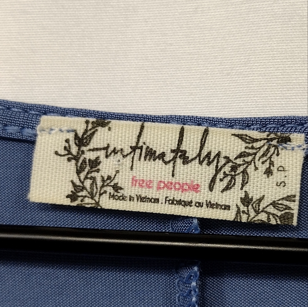 Free People Wind Down Layering Fitted Square Neck Top Women's S Blue Boho Retro - Picture 10 of 13